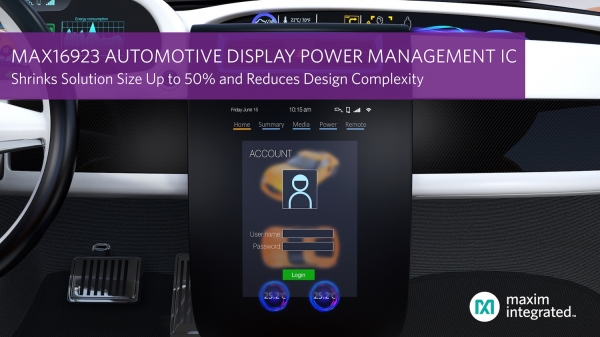 맥심인터그레이티드가 차량 디스플레이용 고집적 전력관리반도체(PMIC) 'MAX16923'을 출시했다./맥심인터그레이티드